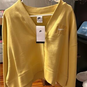 Nike Women's Yellow V-Neck Sweatshirt